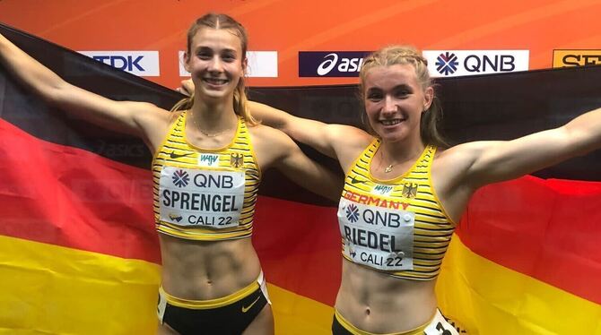 Für Sandrina Sprengel von der LG Steinlach-Zollern (links) ist es eine große Ehre, das Deutschland-Trikot zu tragen. Mit Serina
