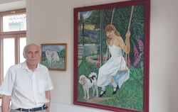 Der Pfullinger Künstler vor seinem Lieblingsbild. Porträts und Menschen malt der 80-Jährige ebenso wie Landschaften, in denen er