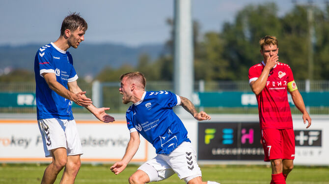 09.09.2023, 23/24, Baden-Wuerttemberg, Berg, Deutschland, Foto, Fussball, Germany, Maenner, Pflichtspiel, Presse, Saison, Sport, Drei Tore und zwei Vorlagen in vier Spielen: VfL Pfullingens Angreifer Christian Locher.