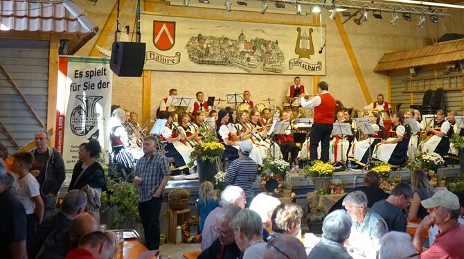 Der Musikverein  Mössingen auf der Bühne bei der Kirbe in Nehren. FOTO: STRAUB