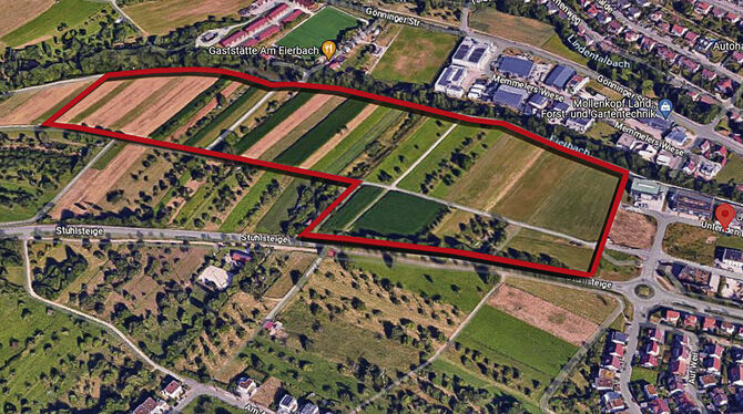 Rund 9,4 Hektar groß ist das geplante Gewerbegebiet Unter den Wegen II.