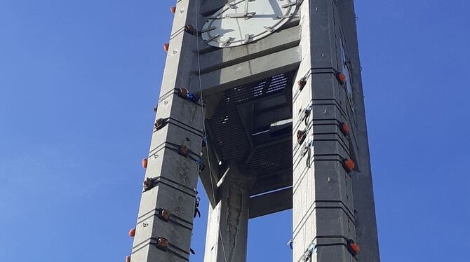 Der Turm der H3-Kletterkirche in Metzingen kann inzwischen auch erklommen werden.