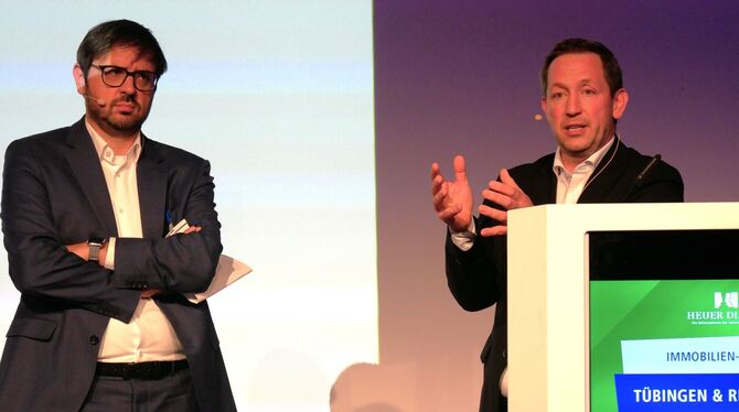 Jochen Richter (links) und Dennis Goldbach berichteten als Finanzierungsexperten der Kreissparkassen Reutlingen und Tübingen bei