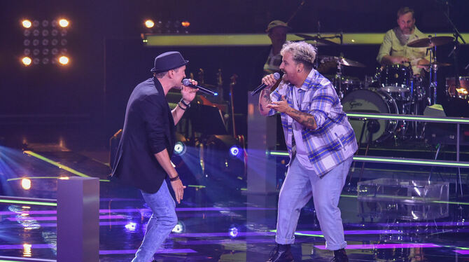 The Voice of Germany Der Reutlinger Marius Hof (rechts) im Battle bei »The Voice of Germany« mit Patrik Schmitt.
