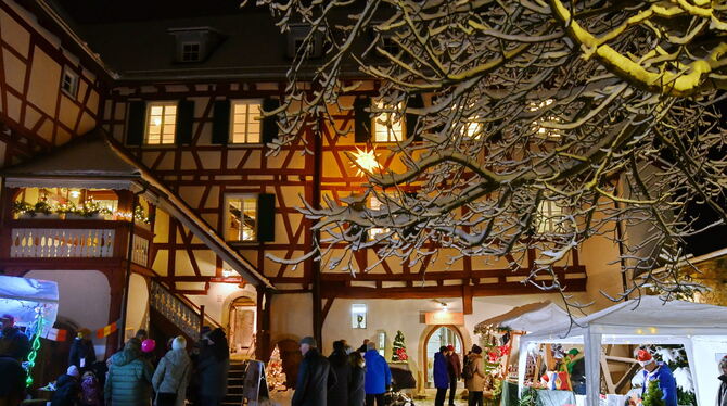 Märchenschloss Weihnachtsmarkt vor Märchenschloss-Kulisse in Gomaringen
