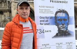 Alexey Gresko auf einer Demonstration für die Freilassung von Kreml-Kritiker Alexey Nawalny Anfang dieses Jahres in München.