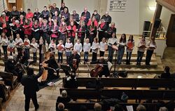 Eine beeindruckende Zahl an großen und kleinen Sängern und Musikern füllte den Altarraum der Gomaringer Kirche. FOTO: JOCHEN
