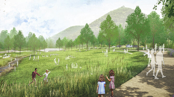 Gartenschau-Ermsrevitalisierung Die Erms ist raus aus ihrem Korsett, am Bach und im breiten Uferbereich gibt's viel Platz für Menschen: So könnte die Erms im Be