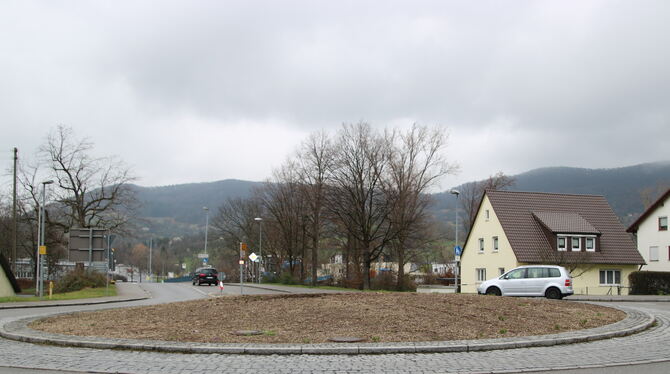 Dettingen Kreisverkehr Bepflanzung Die Tristesse am Kreisverkehr soll bald wieder ein Ende haben, eine Staudenbefplanzung ist geplant.