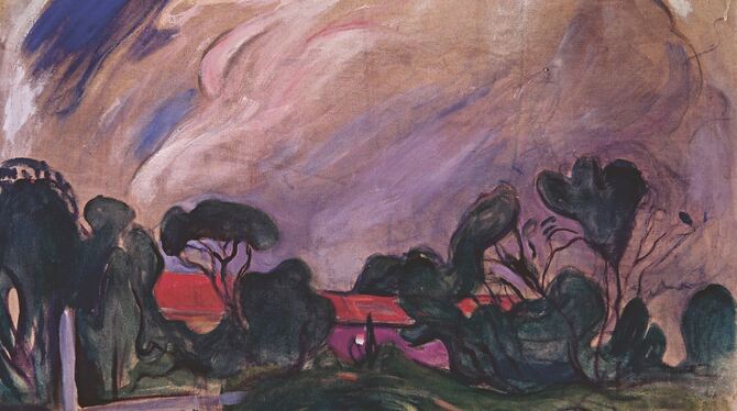 Edvard Munchs Ölgemälde »Gewitterlandschaft« von 1902/03.