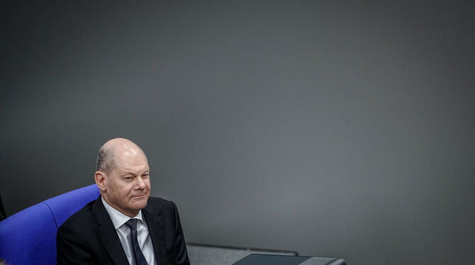Bundeskanzler Olaf Scholz (SPD) nach der Regierungserklärung zum Europäischen Rat.