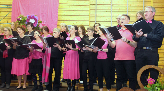 Die Sängerinnen und Sänger des Frauenchors »Cantas« des TSV Holzelfingen boten eine äußerst harmonische Gesangsdarbietung.  FOTO