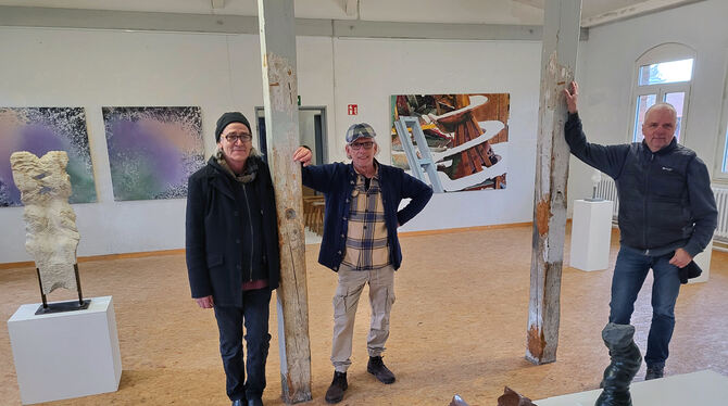 Reinhard Brunner, Markus Wilke und Christoph Traub (von links) stellen im BT24 aus.