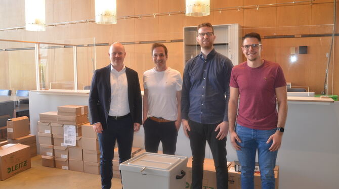 Wahlvorbereitungen Kommunalwahl Stadt Reutlingen Die Wahlvorbeitungen laufen auf Hochtouren: Philipp Riethmüller, Steffen Letzkus, Mathis Willen und Alexander Wendling organisie