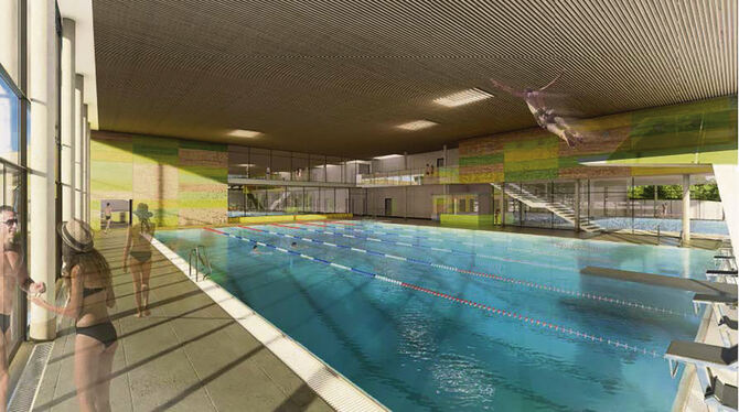 Das Schwimm- und Sportbecken im geplanten Ganzjahresbad im Kombibad.