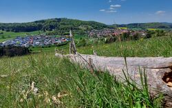 Oberhalb des Lautertals findet man schöne Plätze mit Blick auf Gomadingen. Die Kommune ist seit 2008 Mitglied im Biosphärengebie