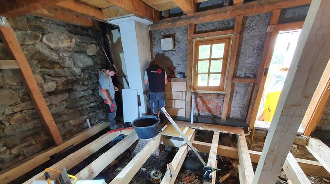 Der Fußboden des Winterraums wurde komplett neu aufgebaut