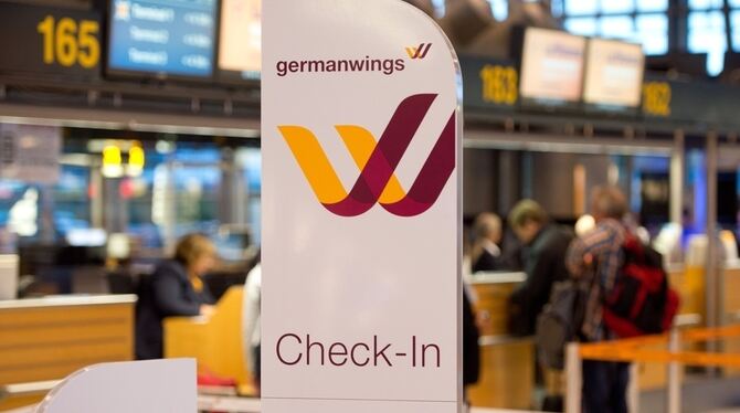 Ein Check-In-Schalter von Germanwings.