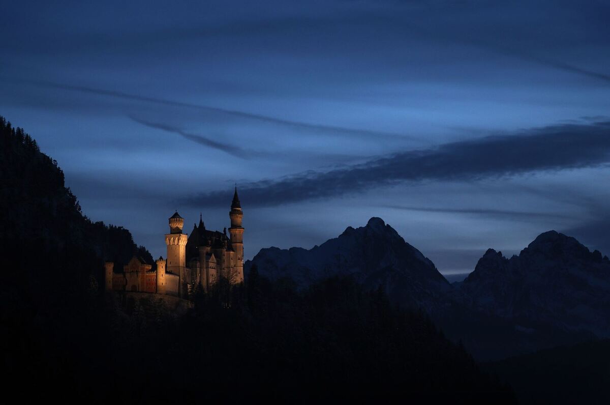 Schloss Neuschwanstein in der Blauen Stunde