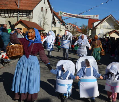 Ein buntes Bild des Fasnetsvergnügens: Mehr als 70 Gruppen zogen zum Ende der Saison am Dienstag durch Steinhilben.  FOTOS: HÄUS