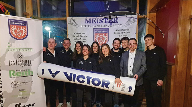 Das Bezirksliga-Meisterteam des TSV Gomaringen. Von links: Steffen Renz, Lukas Eisenmann, Sarah Roeder, Felix Heß, Annette Geß,