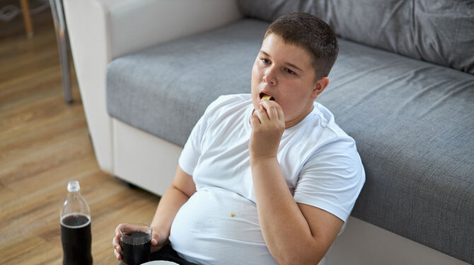 child,chubby,eating,background,body,boy,care,caucasian,fat,food,health,home,kid,lazy,teenager,teen,lifestyle,obese,overeating,ov Spaßig, aber ungesund: Fernsehen, Fast Food und Softdrinks mit Süßstoff.