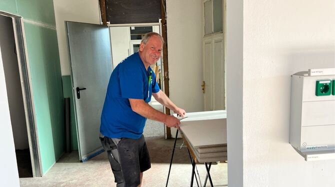 Dietmar Götz kümmerte sich um die Trockenbauarbeiten