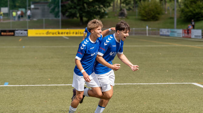 Jubeln wollen Pfullingens Philipp Kendel (links) und Filip Djakovic auch am Mittwoch in Ulm. Doch ist das realistisch?