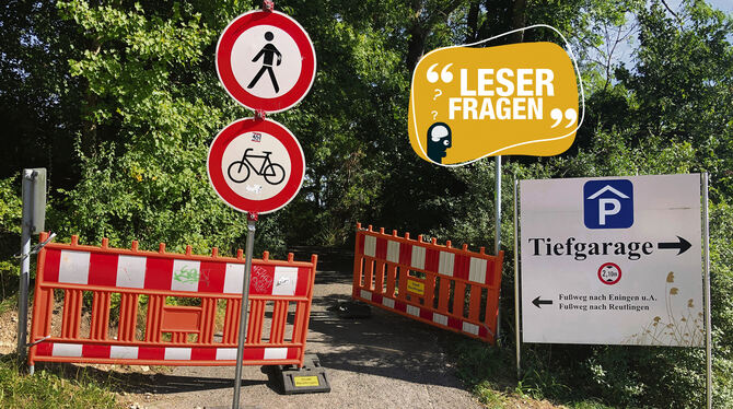 In der Nähe zur Tiefgarage des Achalm-Hotels beginnt der Spazierweg, der seit Juni 2024 für Fußgänger und Radfahrer gesperrt ist
