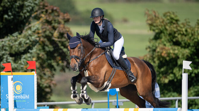 Dritte im Punktespringen der Klasse L: Ann-Kathrin Diebold von der Reitabteilung des TSV Altenburg. FOTO: SCHANZ