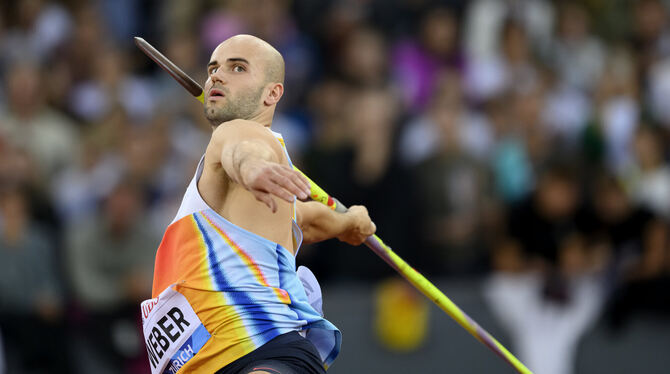Weltjahresbester im Speerwurf: Julian Weber.  FOTO: LEANZA/DPA
