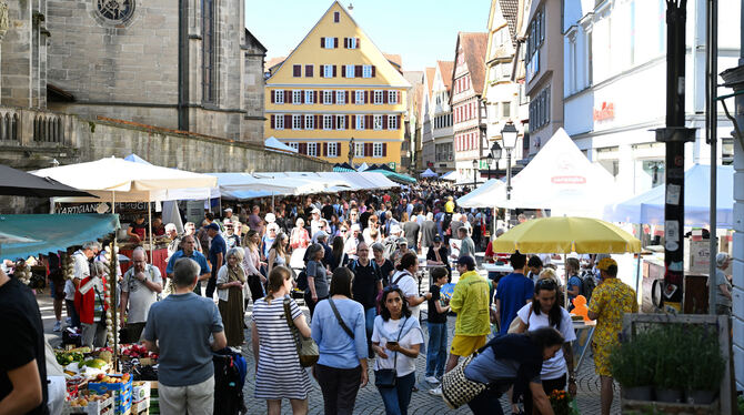 Volle Gassen beim diesjährigen umbrisch-provenzalischen Markt: Die ersten Regentröpfchen fielen erst am Abschluss-Sonntag.