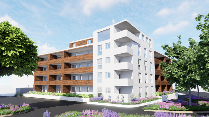 Neubau So würde der Neubau in der Mössinger Freiherr-vom-Stein-Straße 36 aussehen. Das Gebäude wird sich in der Bahnhofsnähe befinden.