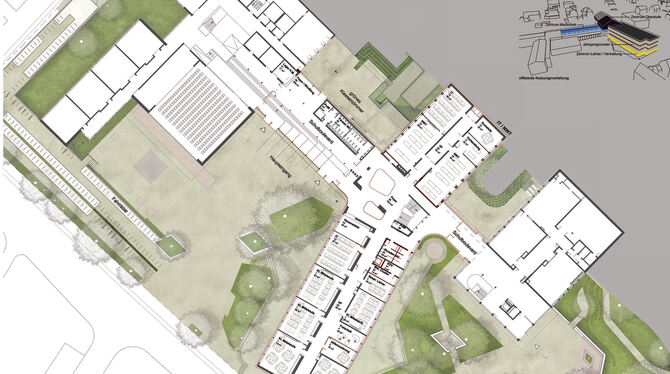 Mediothek, Klassen-Cluster: So könnte das sanierte Hauptgebäude des Dietrich Bonhoeffer Gymnasiums einmal aussehen.