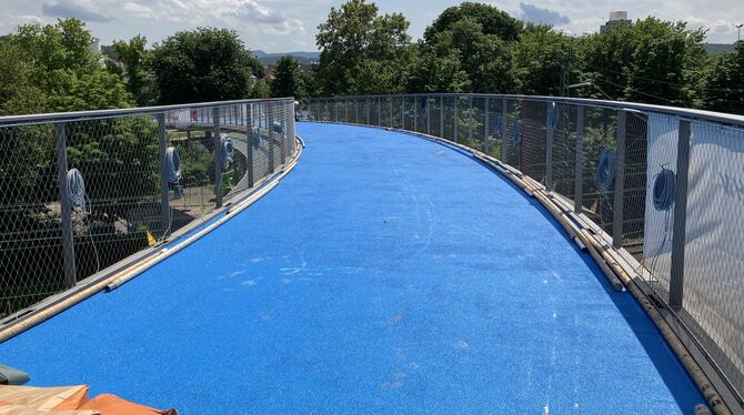 Radbrücke West Die Radbrücke West hat bereits ihr Namensschild: Sie heißt Ann-Arbor-Bücke, nach der US-amerikanischen Partnerstadt in Michigan.