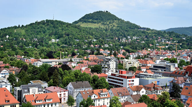 Ausblick Marienkirche, Panorama Ausblicke von der Marienkirche auf Reutlingen, in dem Menschen mit vielen Nationalitäten leben.