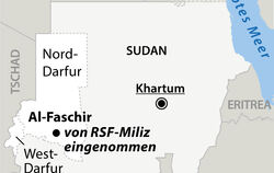 Eine Karte des Sudan mit Nord- und West-Darfur