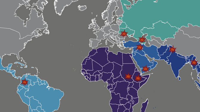 Manche Weltregionen sind anfälliger für bewaffnete Konflikte. Besonders betroffen ist Afrika.