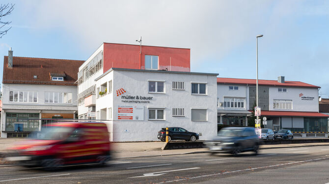 Verpackungen Firmensitz von Müller & Bauer an der Stuttgarter Straße in Metzingen.