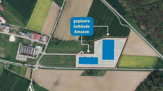 So hätte das Amazon-Verteilzentrum ausgesehen. Jetzt wird hier aber erst mal gar nichts passieren, weil die Stadt kein Geld für