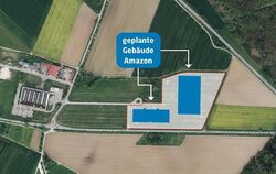 So hätte das Amazon-Verteilzentrum ausgesehen. Jetzt wird hier aber erst mal gar nichts passieren, weil die Stadt kein Geld für