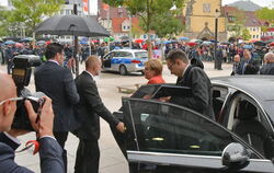 Ankunft in Reutlingen beim CDU-Parteitag im September 2017: Angela Merkel wird direkt vor den Stadthalleneingang chauffiert.