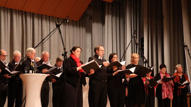 192. Stiftungsfest Gesangverein Eningen 1833 Die vier Solisten in der Operette »Die Fledermaus«: Rebecca Hummel (vorn, von links), Matthias Maier, Isabel Neumann und Rosalie