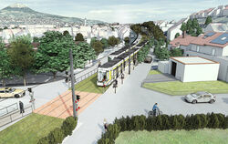 Entwurf für eine Haltestelle Große Heerstraße im Zuge der alten Bahntrasse in Pfullingen:  Wie die Stadt das Umfeld der Trasse g