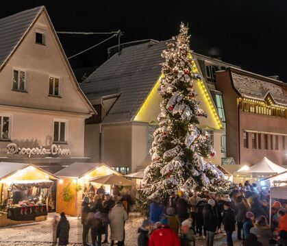 Auch der Eninger Weihnachtsmarkt ist ein Kalendermotiv.  FOTO: FOTOFREUNDE