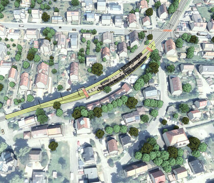 Eine Visualisierung des Zweckverbands zeigt die künftige Haltestelle Ohmenhausen Mitte zwischen der Straßenkreuzung Fehlhaldenwe