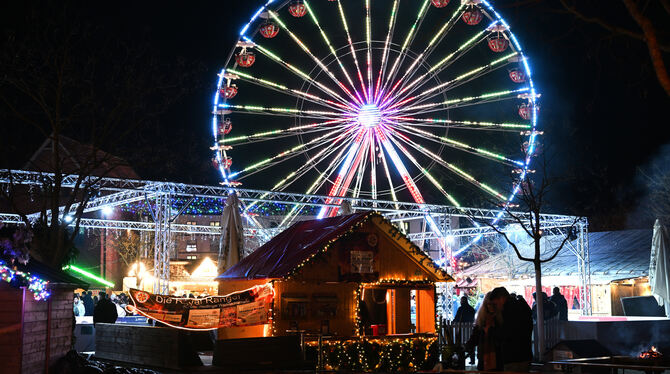 Beim Reutlinger Weihnachtsmarkt ist das Riesenrad eine zusätzliche Attraktion.