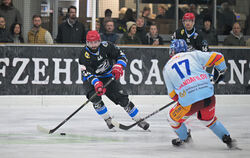 Martin Cervenka (links) trifft gegen Schwenningen zweifach.