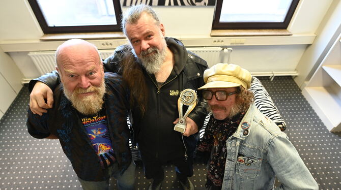 Die Gewinner des HRH-Awards, die Reutlinger Band Spacelords:  Matthias "Hazi" Wettstein, Marcus "Mudge" Schnitzler und Eki "Akee