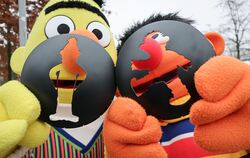 Fußgängerampel mit Ernie und Bert aus der Sesamstraße